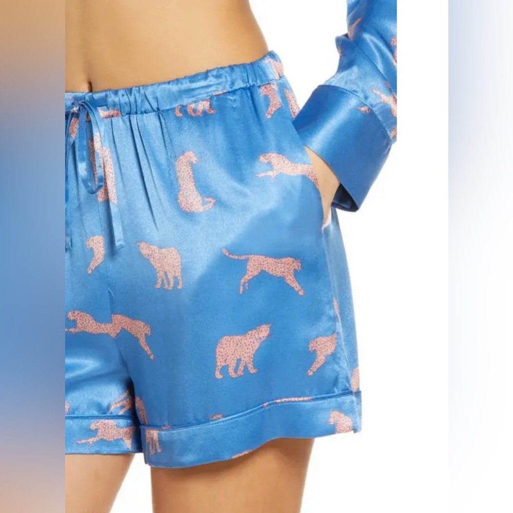 Rails Clarise pajama shorts blue cheetah print lightweight lounge comfort S